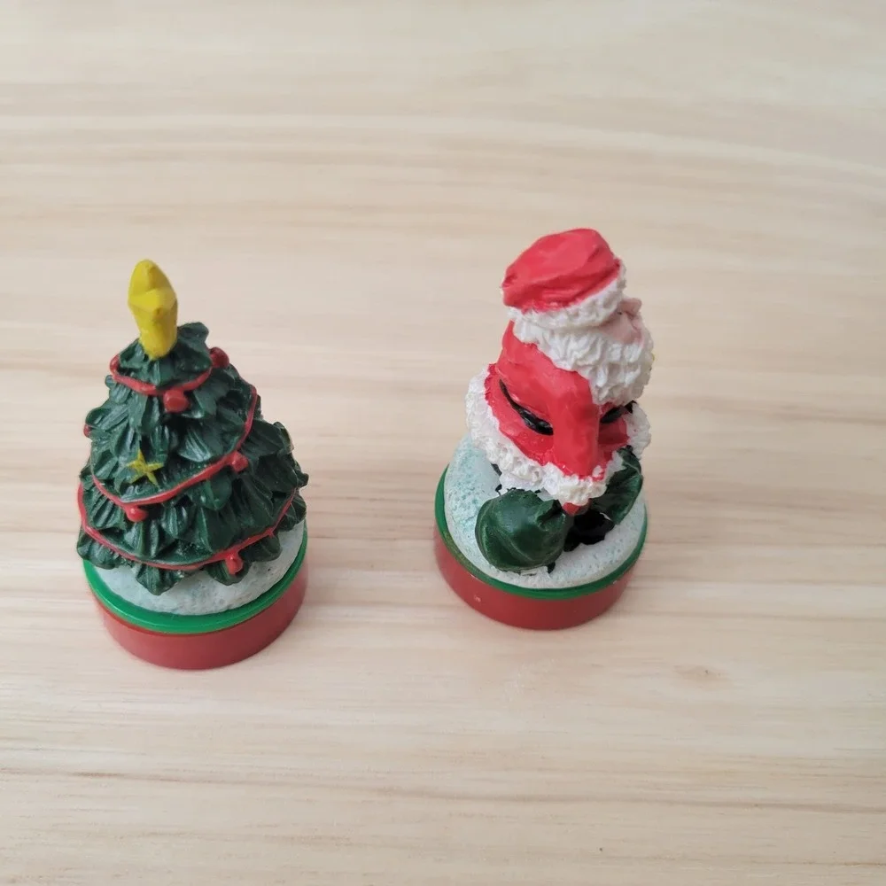 Mystic Industries Christmas Figurines Santa Claus &Tree Miniatures Holiday Decor